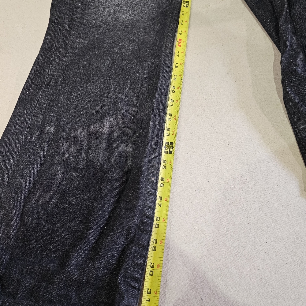 True Religion Straight Leg Jeans Size 32" Inseam 32" Black w/Black Stitch - Picture 16 of 16